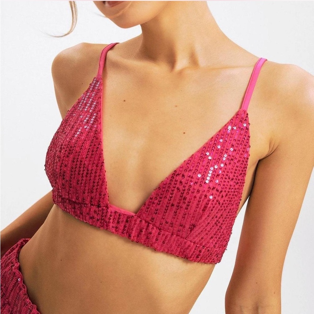 PInk sparkly sequin bikini top - from Walmart/Amazon